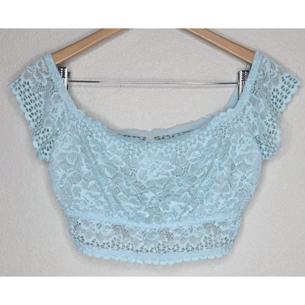 New Cacique Lane Bryant 18/20 Teal Lace Crop Top Unlined Bralette Sexy Lingerie